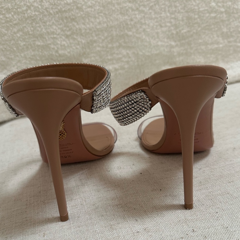 NEW Aquazzura Nude PVC & Crystal High Heel Sandals 39.5 (8.5-9.5), $1190 Retail - Picture 13 of 14
